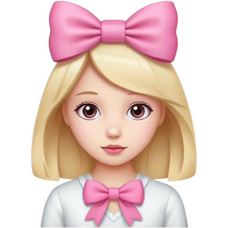 Cute girl with bow pink emoji