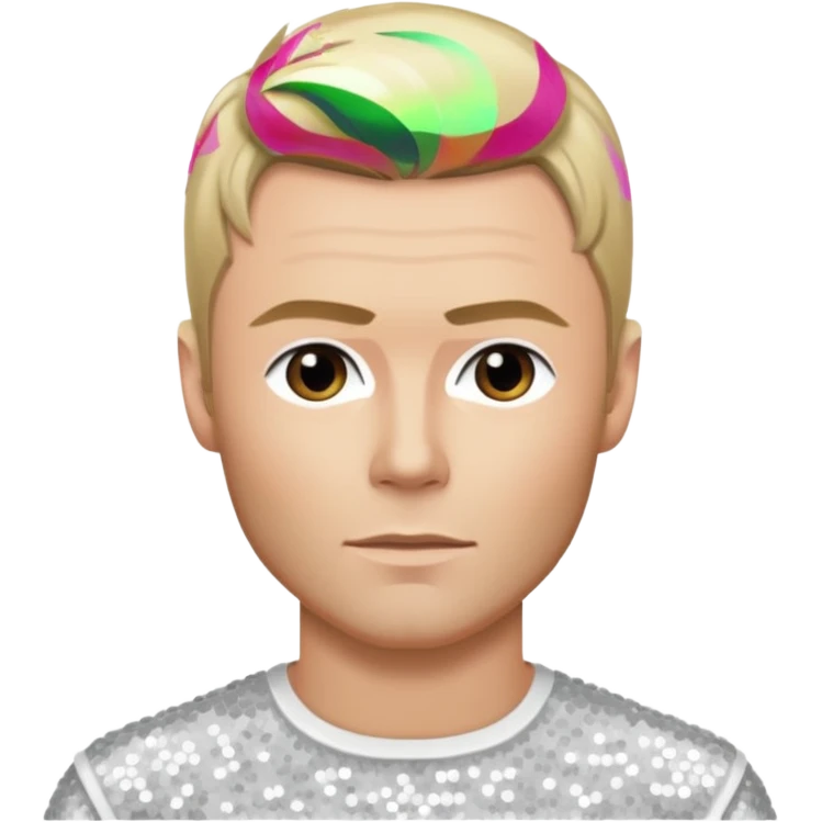 Ronan Keating from Boyzone with dark blonde hair, white sequin outfit emoji