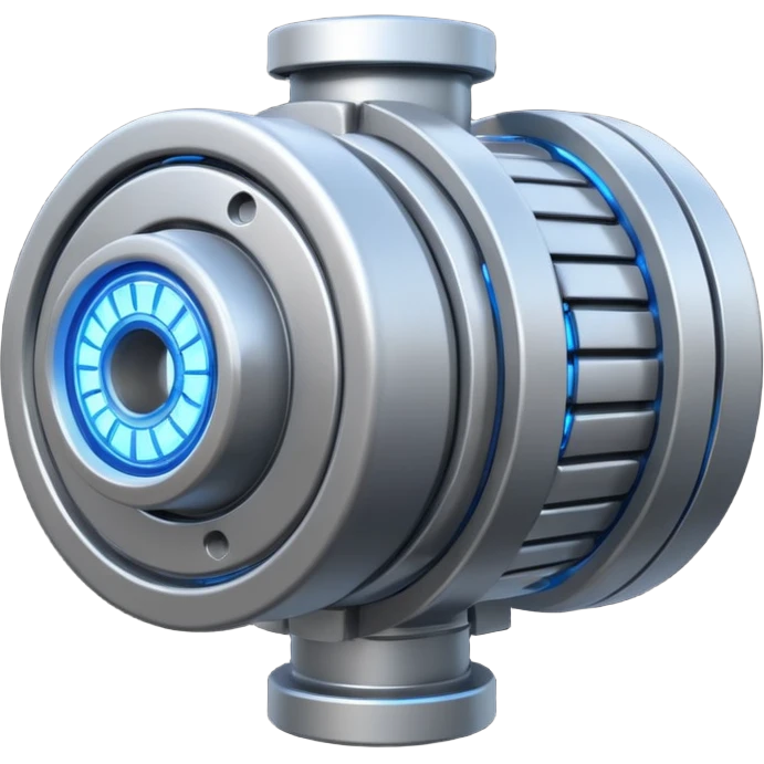 Powerful half-futuristic half-modern gray colored big engine emoji, thick industrial metal body, rotating inner parts, glowing energy core.

 emoji