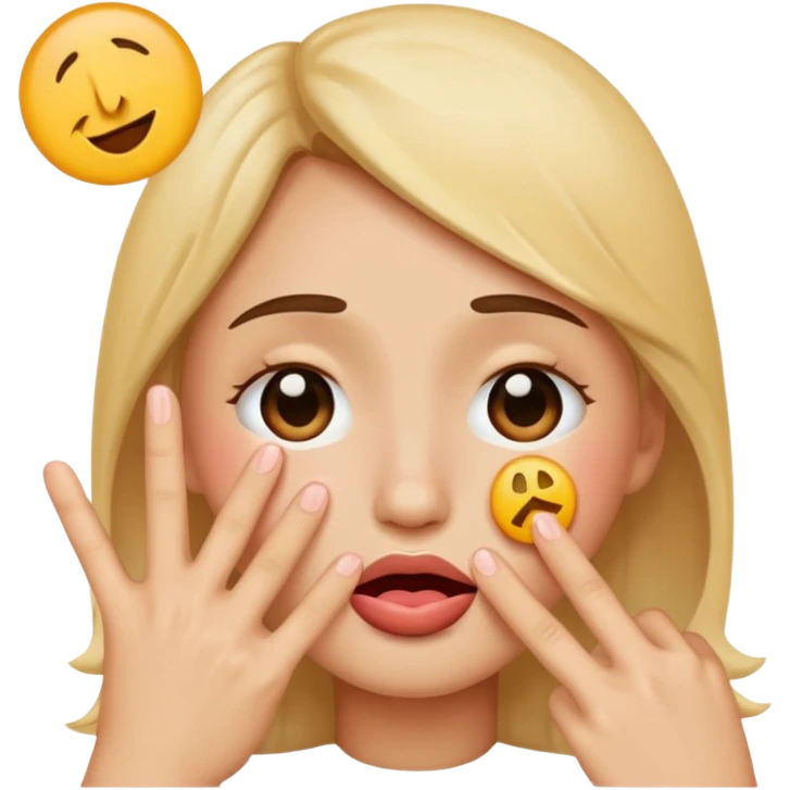 Emoji face crying while doing a kissy face holding up the peace sign emoji
