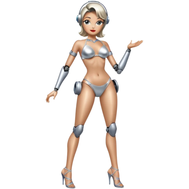 Sexy robot girl full body pinup pose emoji