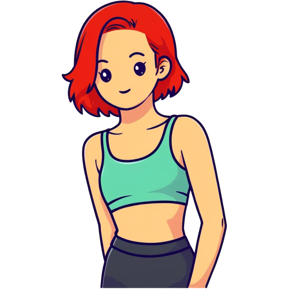 red-haired girl in a crop top emoji