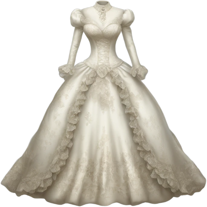 Hyper Realistic ornate victorian Wedding dress displays emoji