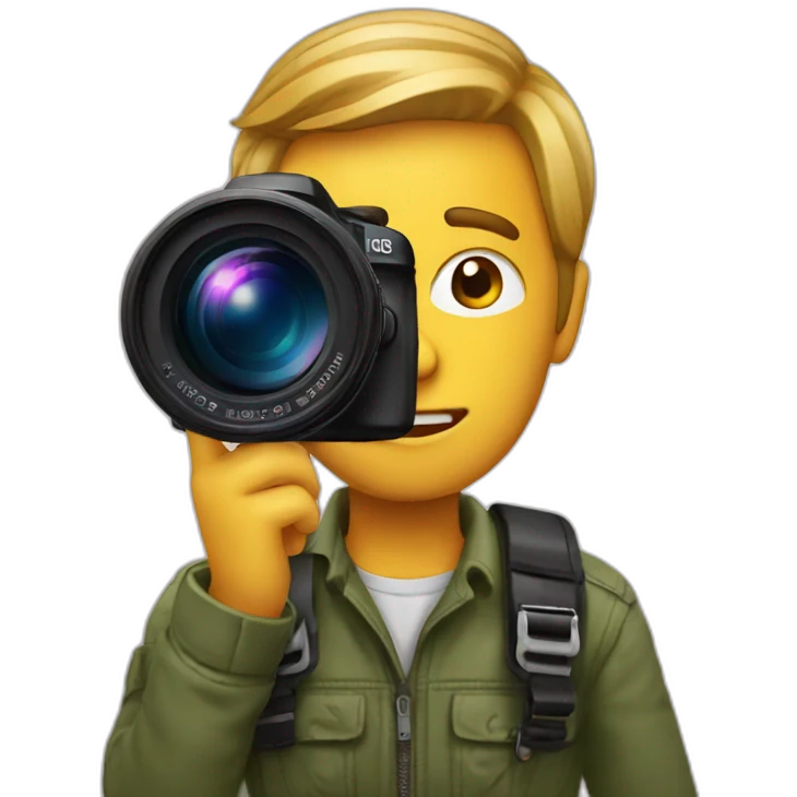 Photographe renting à camera emoji