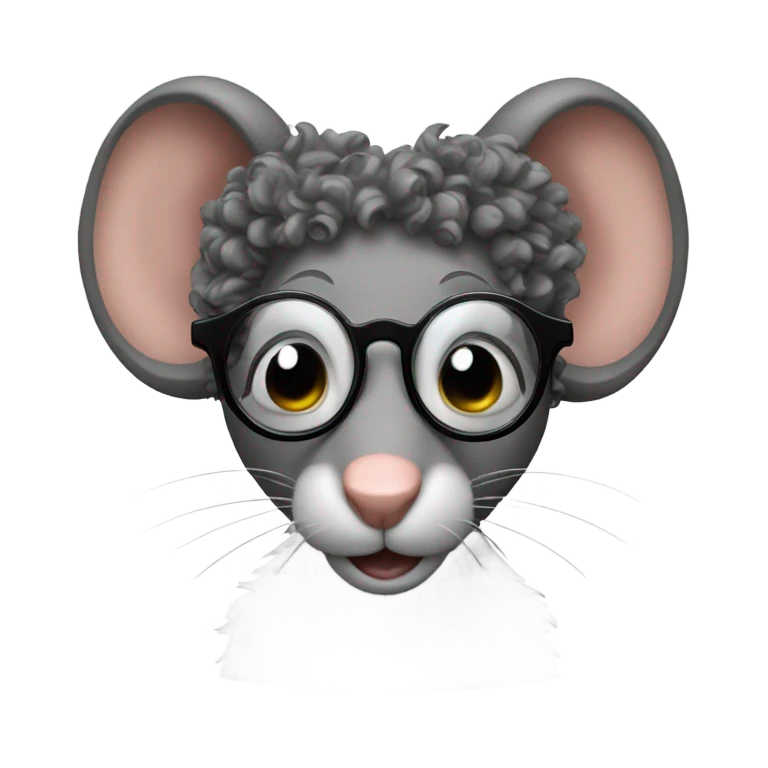 Rat with glasses and curly hair  emoji