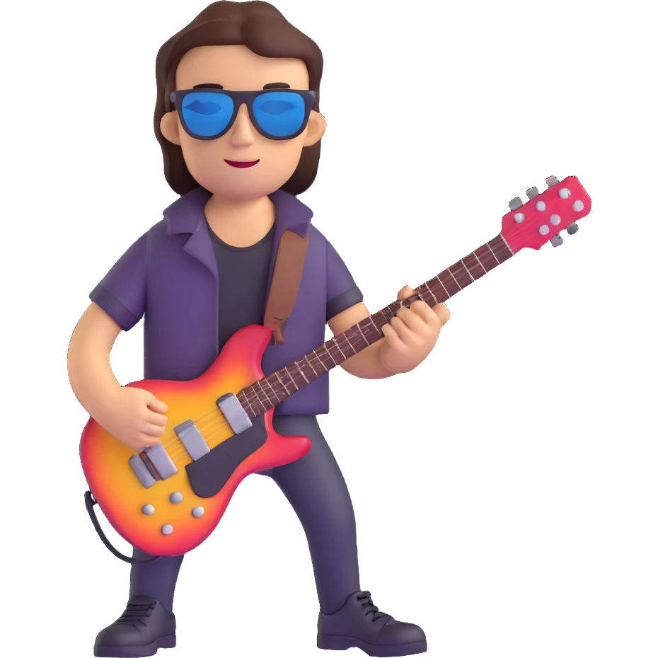rock star with sunglasses and guitar emoji