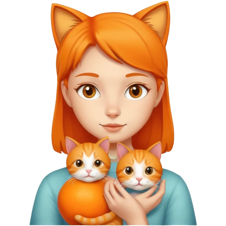 Girl holding orange cat emoji