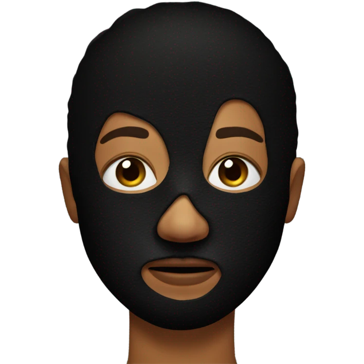 Person with half of face on black mask whit skin  emoji