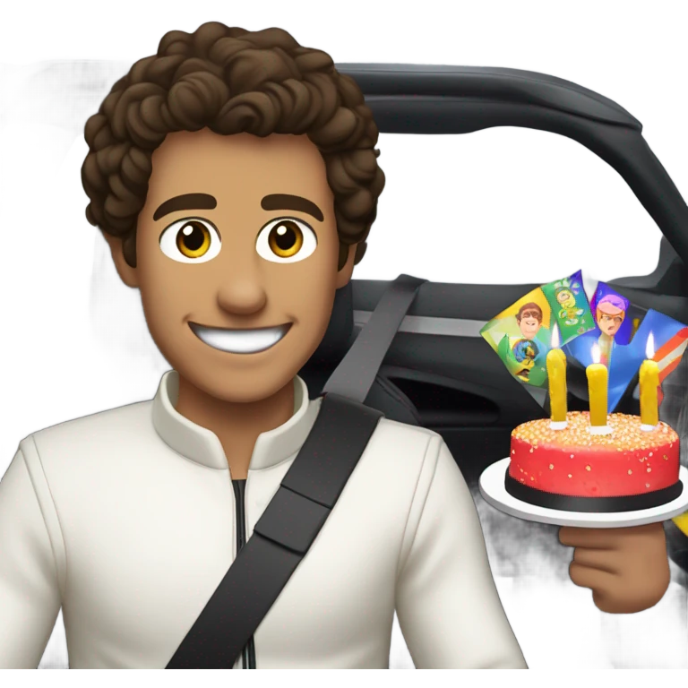 Lando NORRIS Hold birthday cake for you from his car emoji