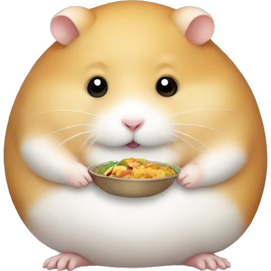 A fat hamster holding food emoji