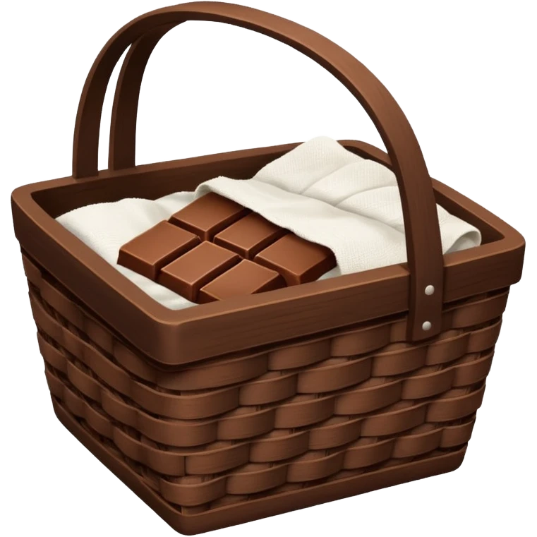 A wooden raffia chocolate Brown basket with fresh washed linen emoji