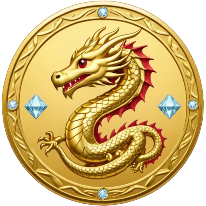diamond coin with a dragon at the center  emoji
