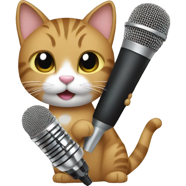 cat holdingkaraoke mic emoji