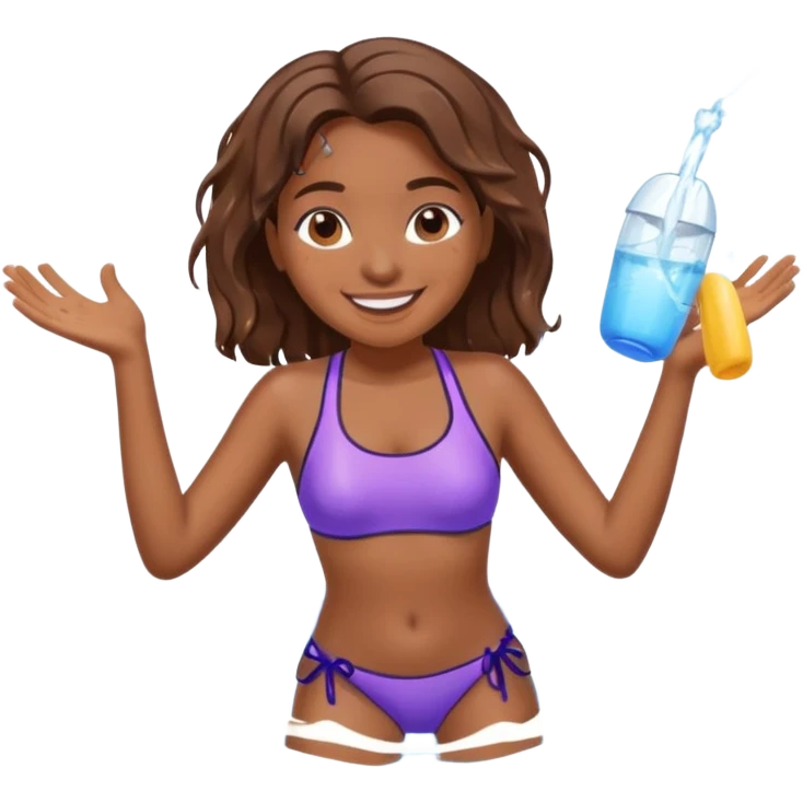 brown skin girl splashing water at a pool party emoji