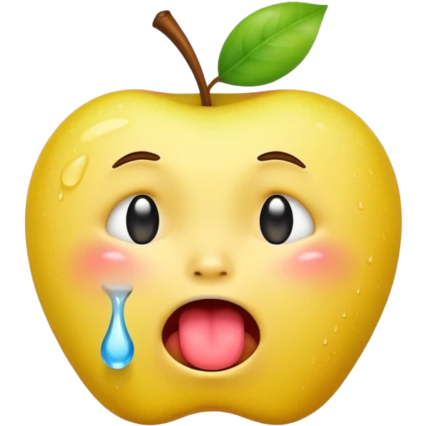 regular yellow apple emoji but it’s crying streams of tears and has its tongue out emoji