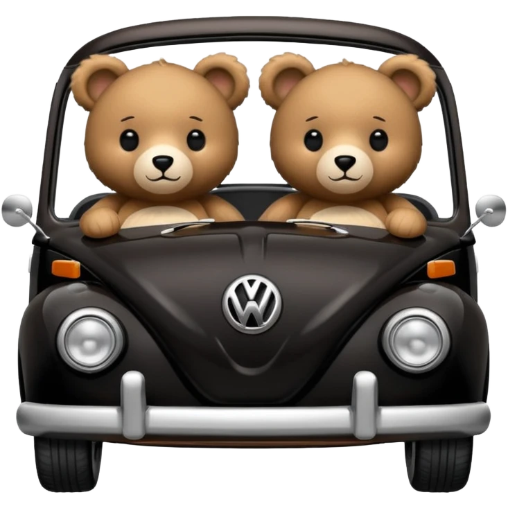 Two teddy bears in black Volkswagen  emoji