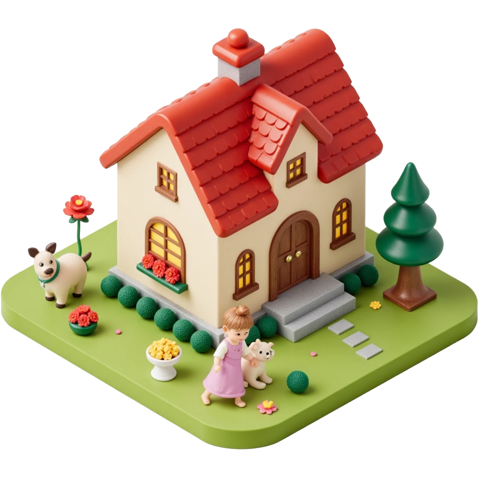 palace house with a family and pet emoji
