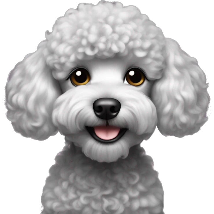 Small poodle mix, fur is not curly at all. All black in color everywhere. No other color. Underbite with teeth showing  emoji