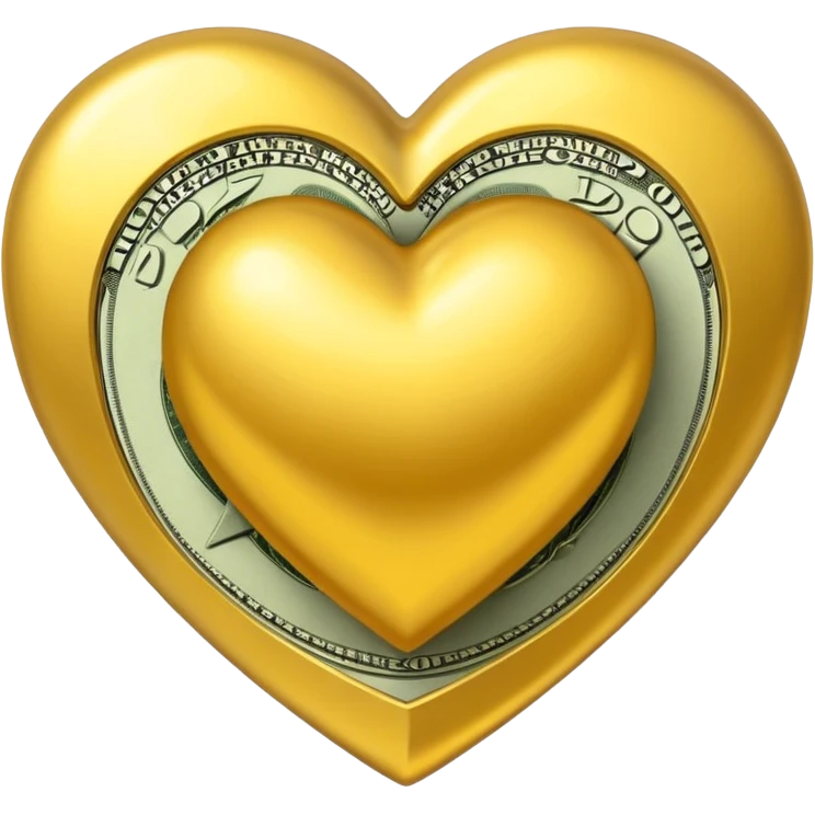 A golden heart with a money pattern around it emoji