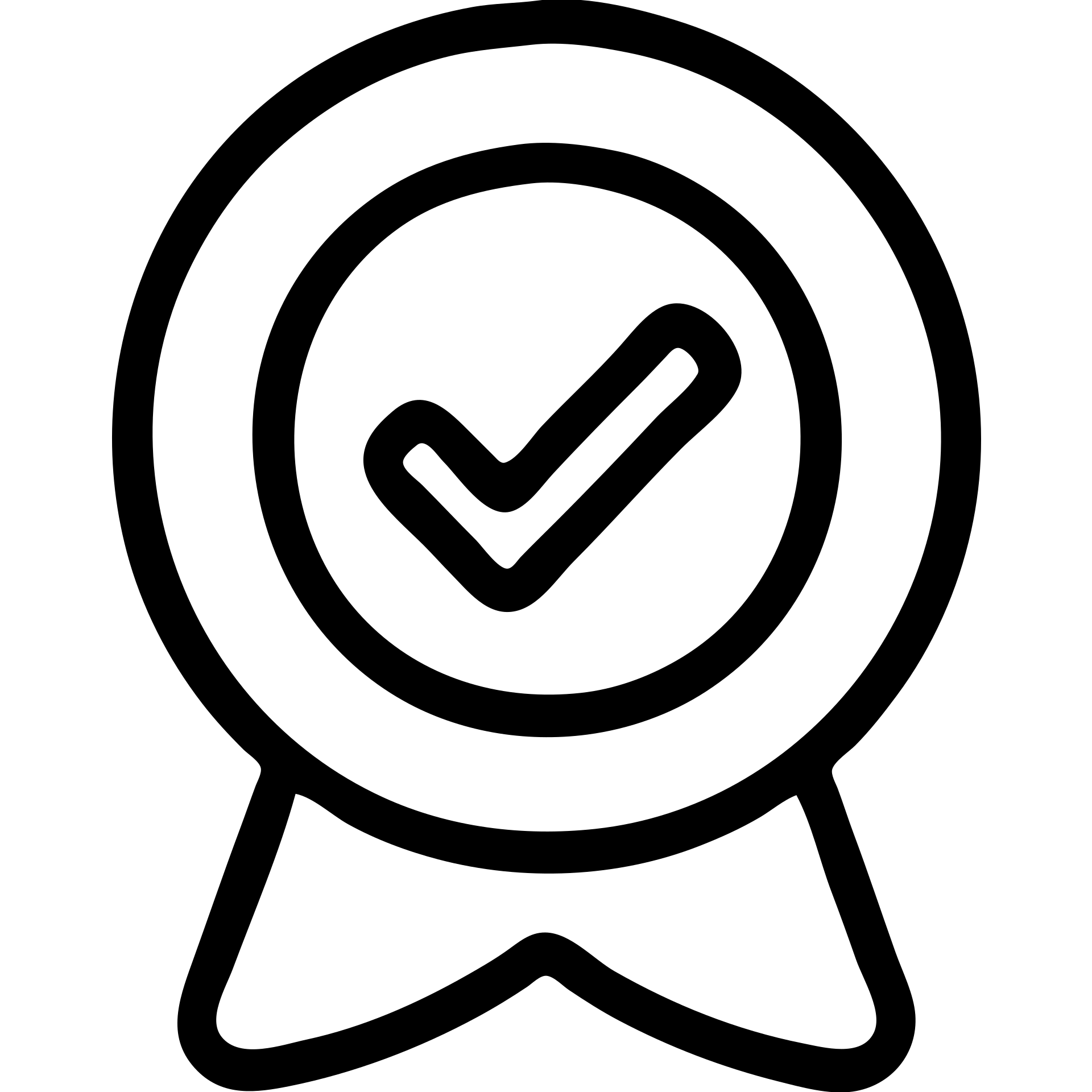 Create a simple black and white text-based emoji of a verified checkmark badge using only keyboard characters, no color or images, just text art. The style is black outlined icon with no fill, focusing on clear and minimalistic text representation. emoji