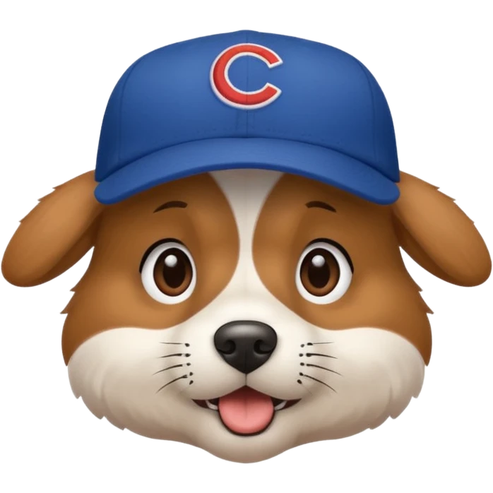 a dog with a Cubs baseball hat on emoji