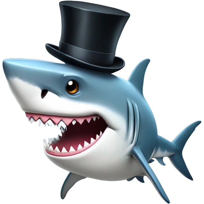 Shark with a top hat emoji