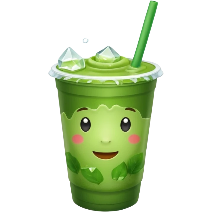 MATCHA PLASTIC CUP WITH CUBES OF ICE emoji