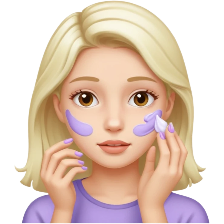 girl applies lavender cream to face emoji
