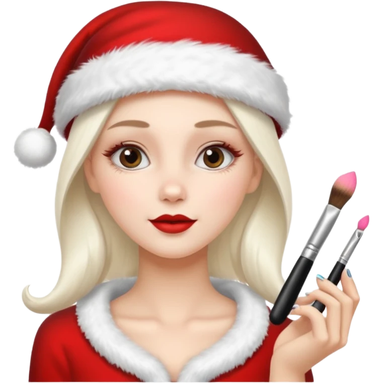 clean and vanilla girl who loves cosmetics and fashion with santa claus hat like holiday mood emoji