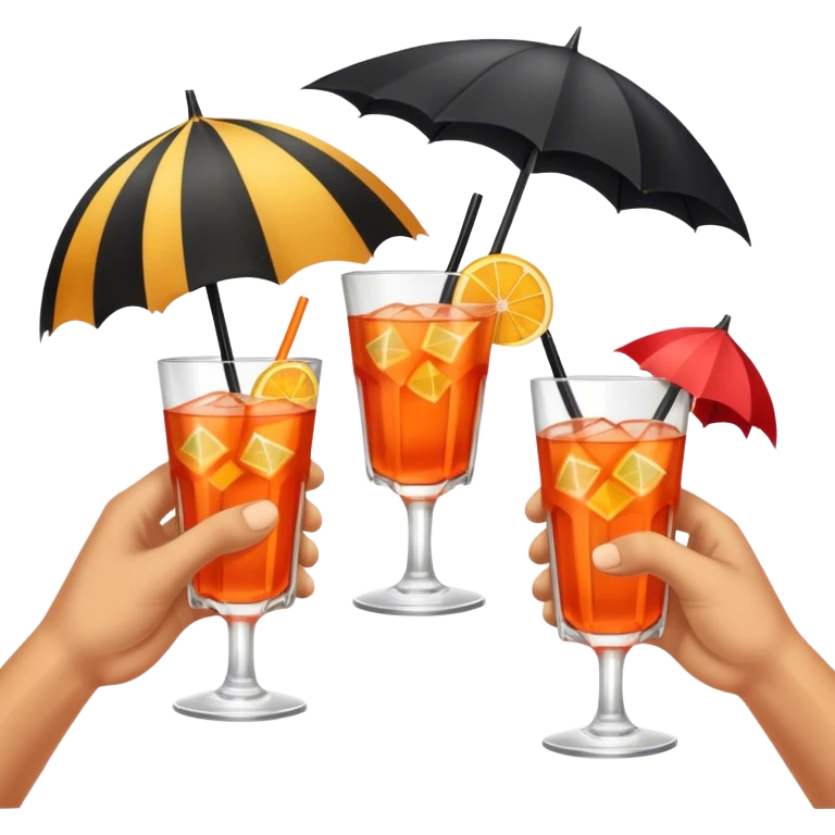 two pirate hands cheering with aperol cocktails, pirate umbrelas emoji