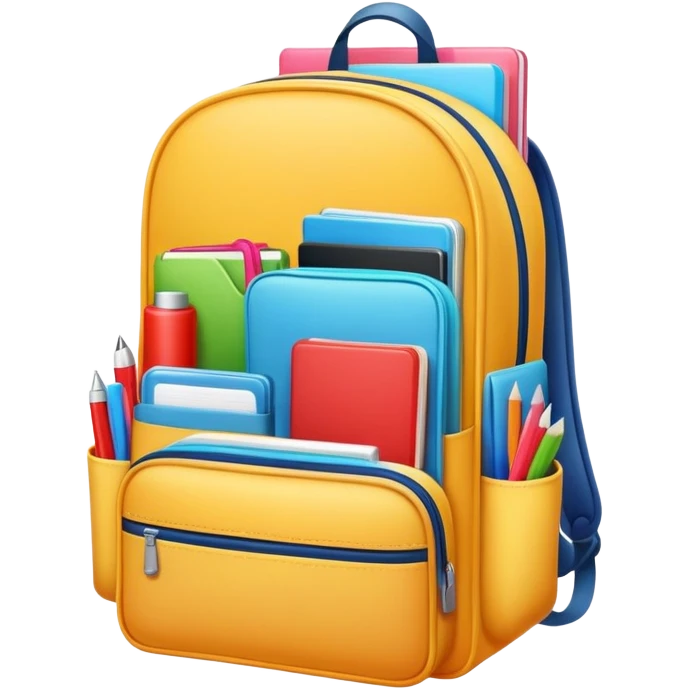 school bag open with neatly packed items inside, clear and inviting emoji