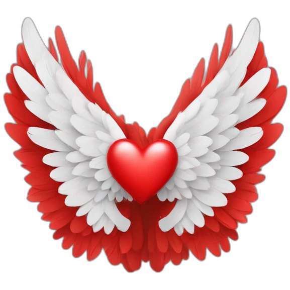 Cœur rouge avec des ailes d'anges emoji