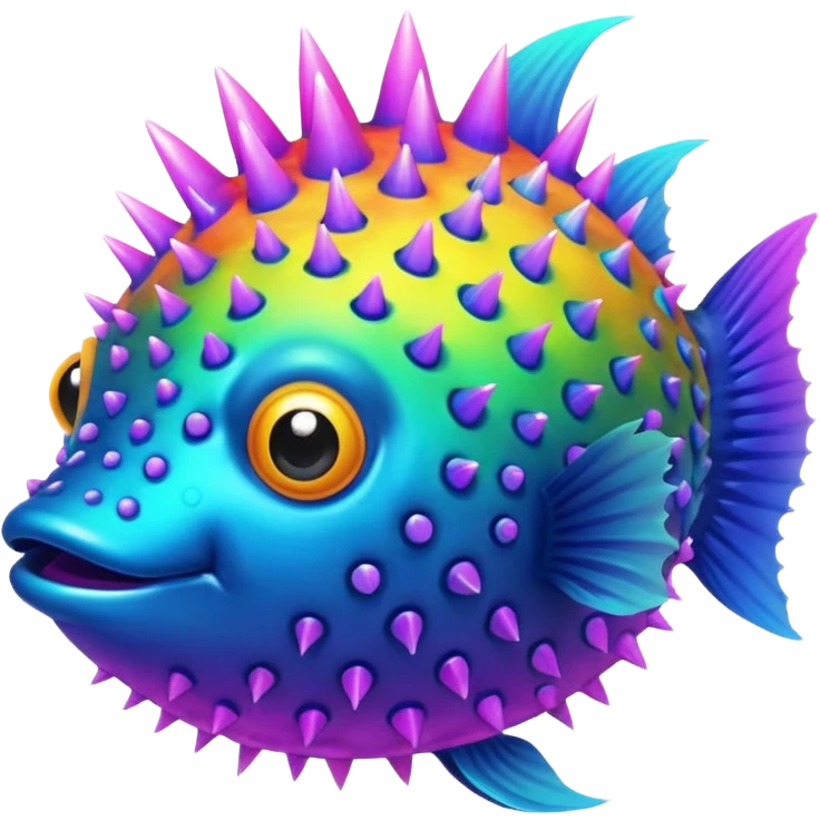 Neon rainbow pufferfish  emoji