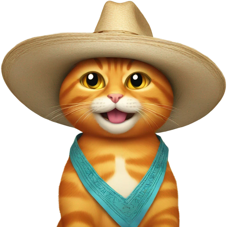 Orange cat with a sombrero reading a newspaper and winking emoji