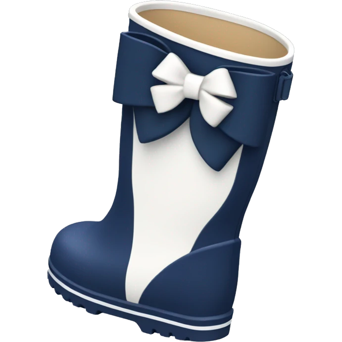 Navy blue hunter wellington boots with white bow emoji