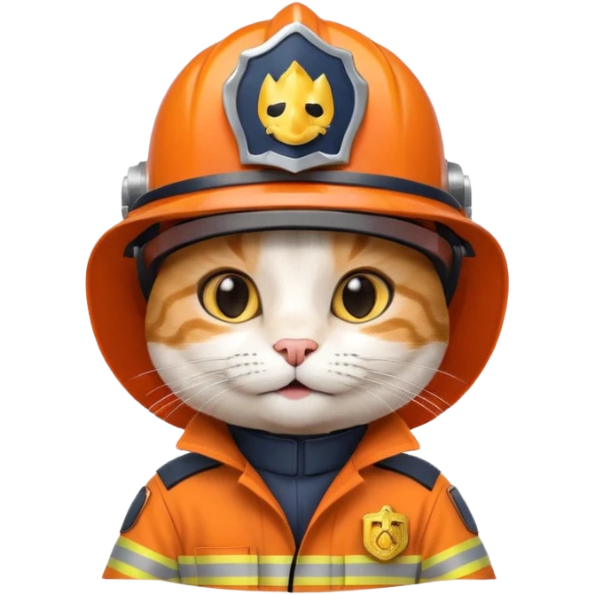 Fireman Cat, navy cloth emoji