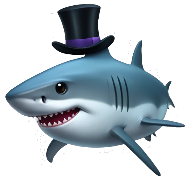 Shark with a top hat emoji