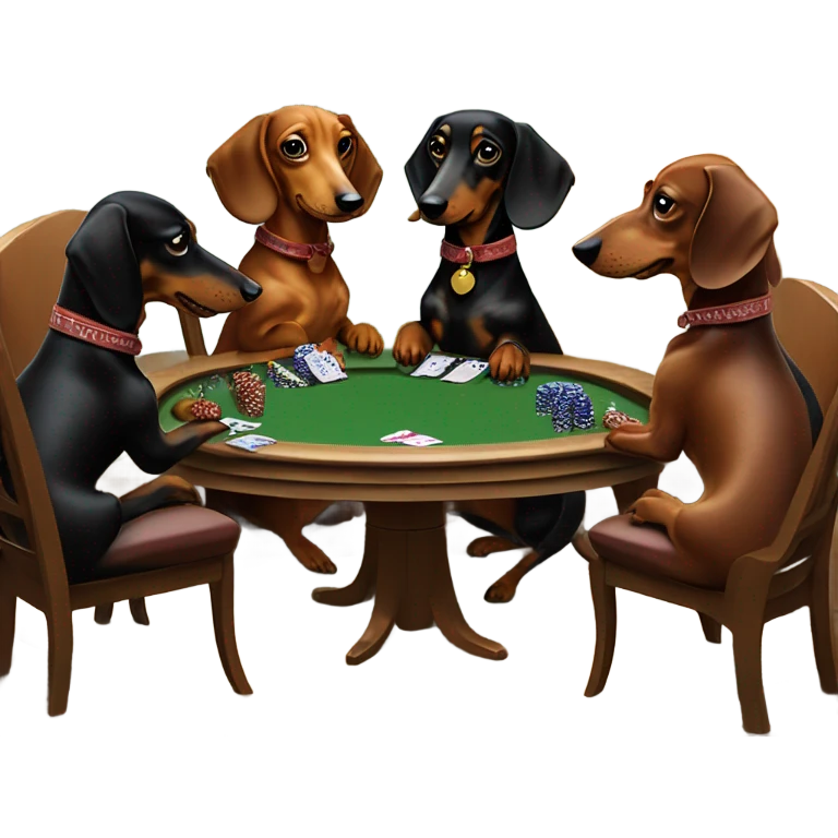  dachshunds gambling with cigars emoji