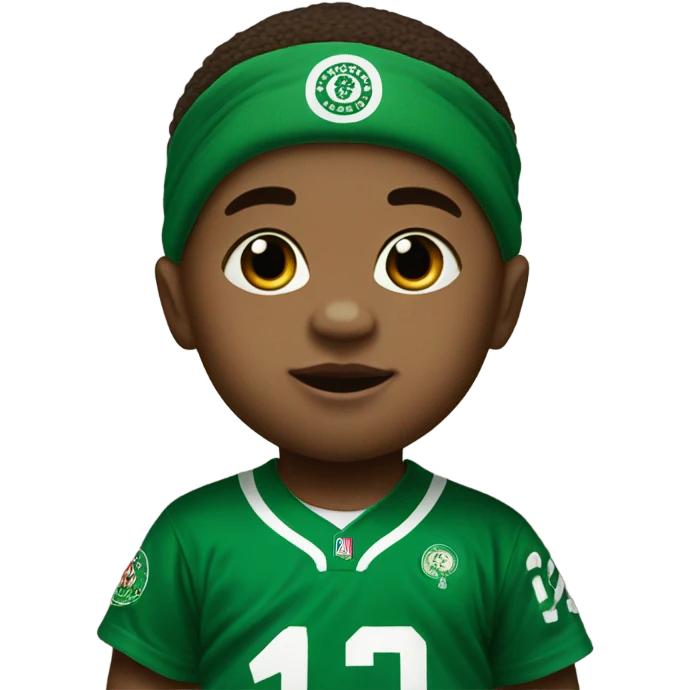 Baby wearing Celtics jersey emoji