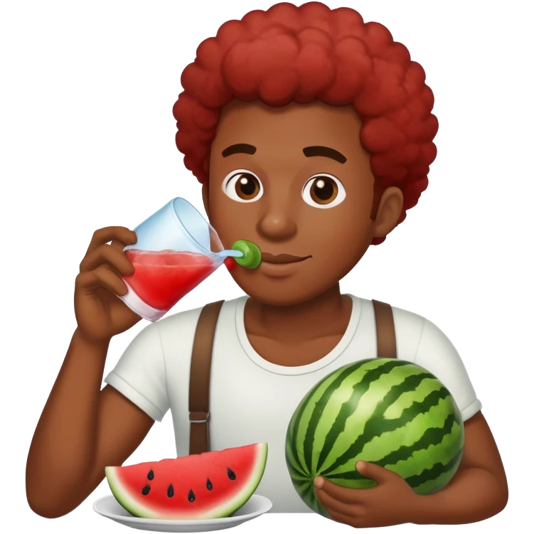 Black guy drinking cool aid and eating watermelon and fried chicken emoji