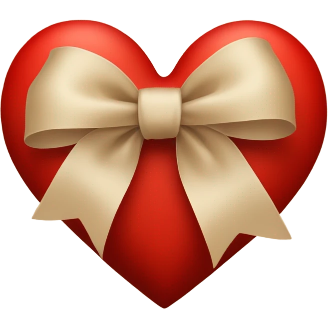 red heart with beige bow emoji