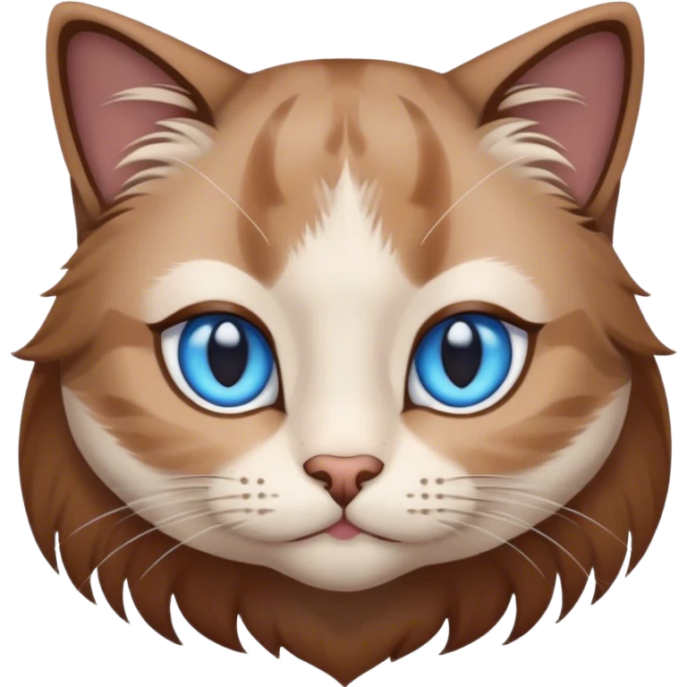 Long Hair cat, blue eyes and brown hair colour on the forehead emoji