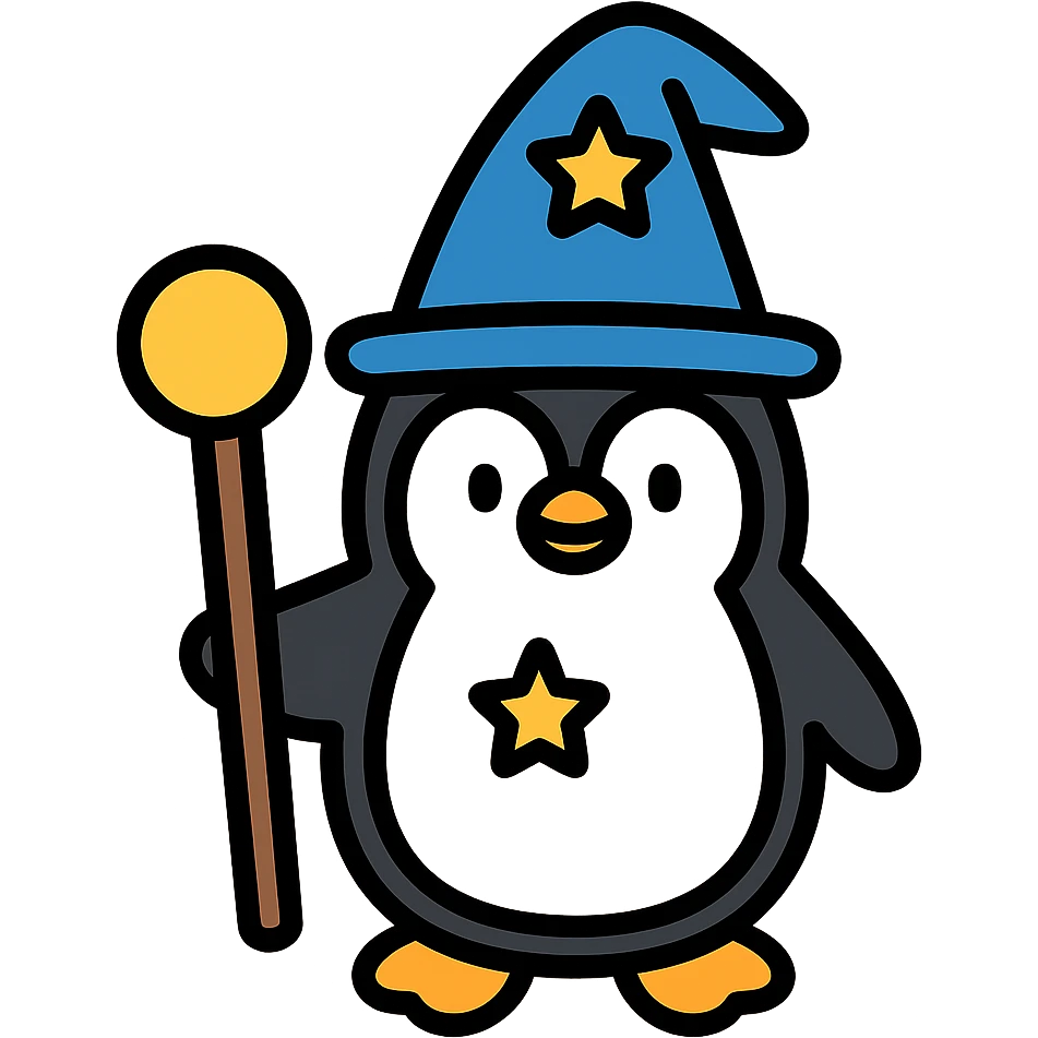 A cute penguin wizard emoji