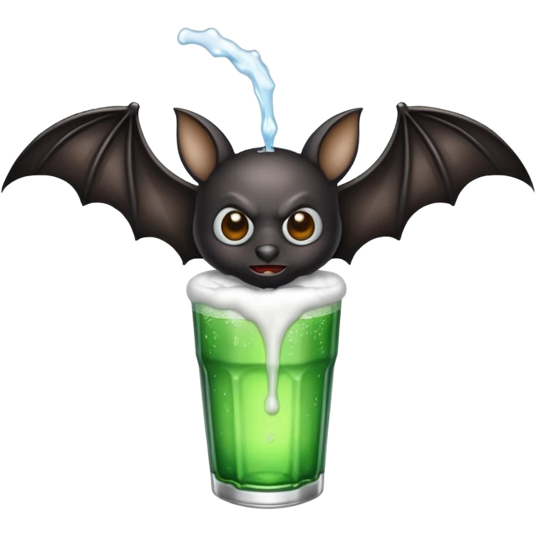black bat drinkig sprite emoji