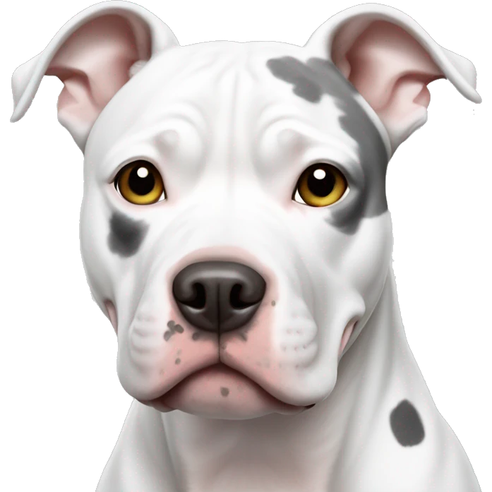 white pitbull with grey spots  emoji