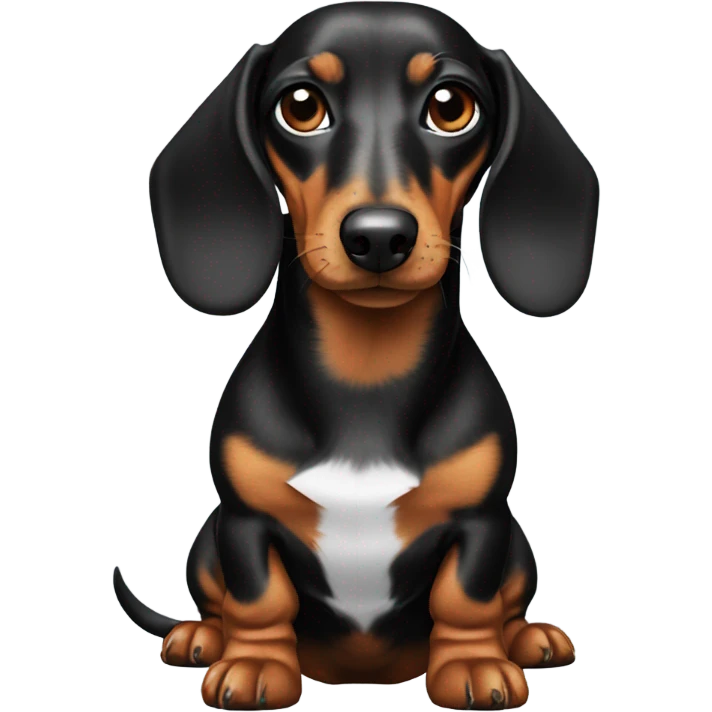 Dachshund wearing a bob wig emoji