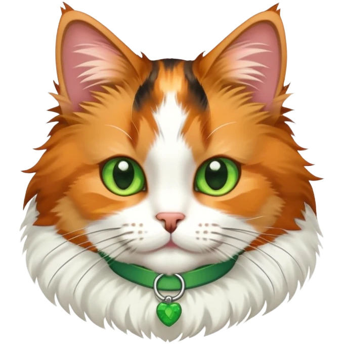 Calico cat with green collar  emoji