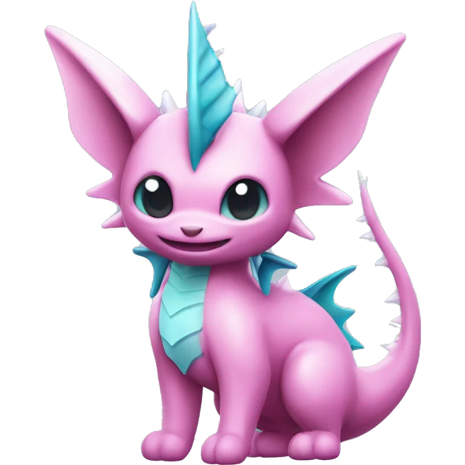 Pink Edgy Ethereal Vaporeon dragon With Fins and spikes full body emoji