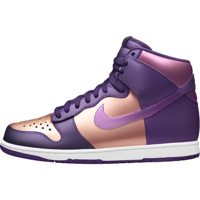 Realistic pair of metallic dark purple to rose gold ombre Nike Sneakers facing front. emoji