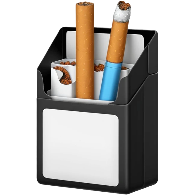 Minimalistic cigarette pack emoji, black and white emoji